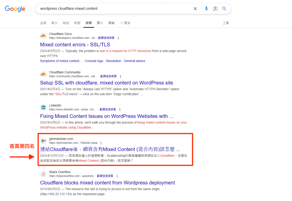 04 文章排上Google首頁第四名